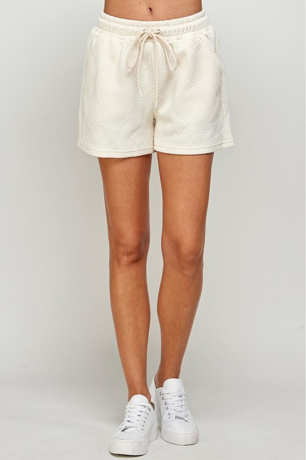 Cream Textured Soft Short Pants