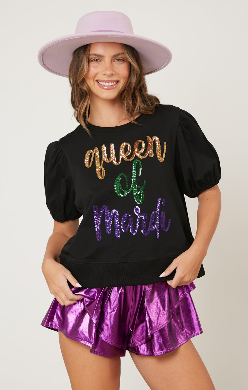 Sequin ‘Queen of Mardi’ Crop Top