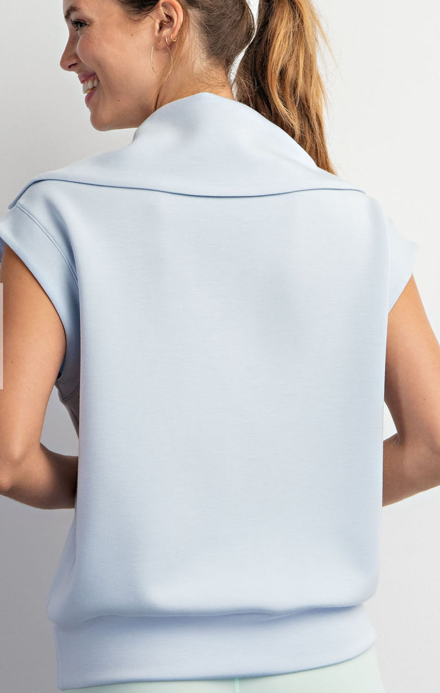 Modal Poly Span Short Sleeve Quarter Zip Top