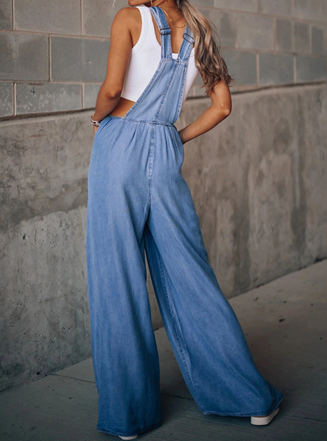 Wide Leg Denim Overalls