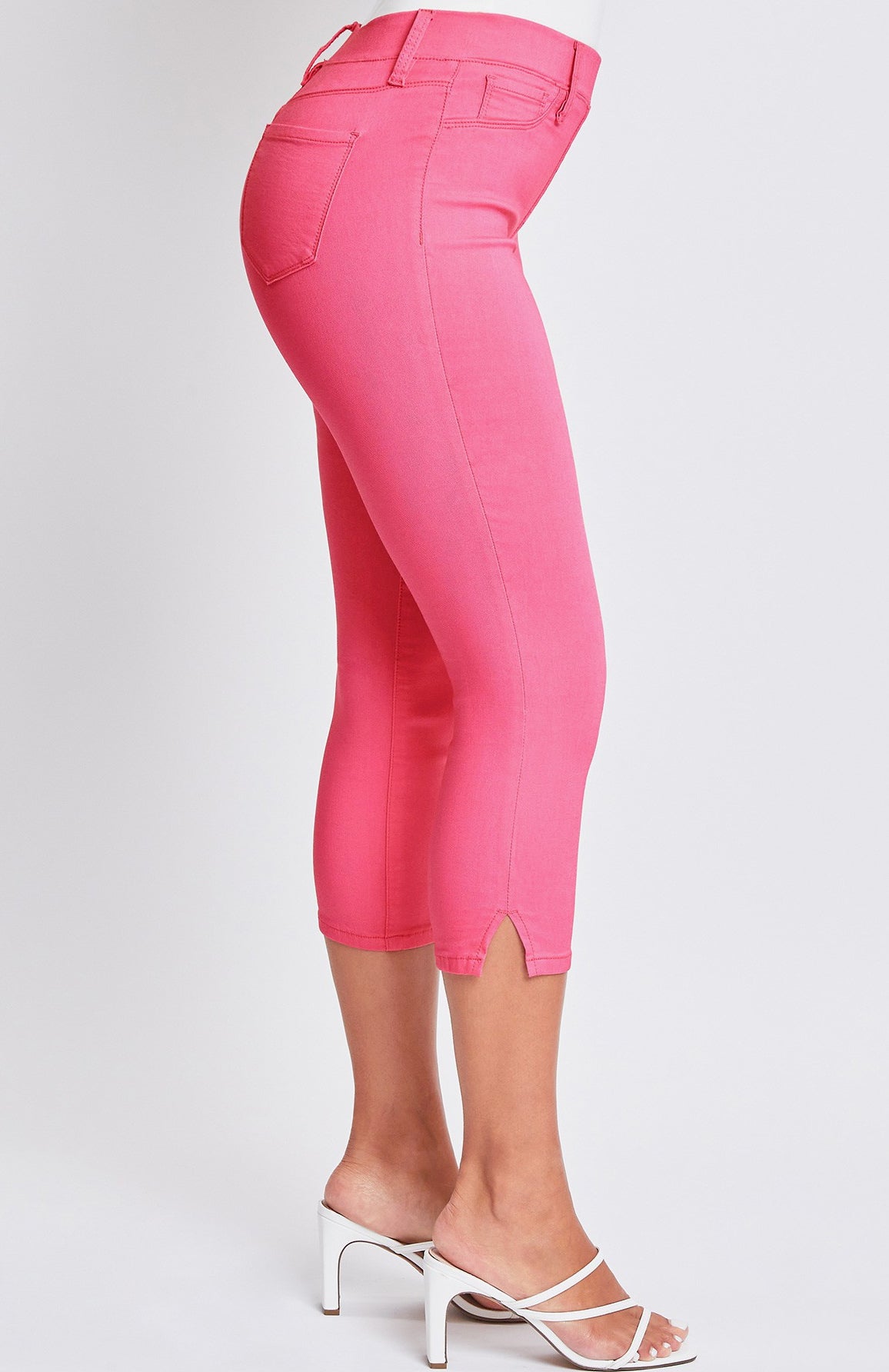 Fiery Coral Junior Hyperstretch Pull On Capri with Side Slit