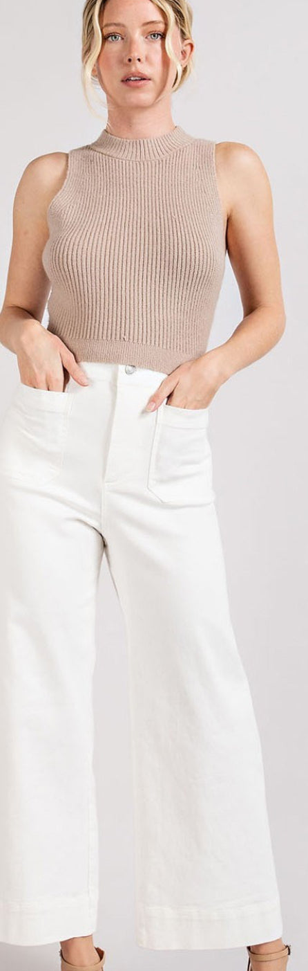 Off White Soft Washed Wide Leg Pants