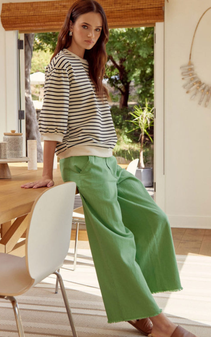 Black/Natural Striped Top
