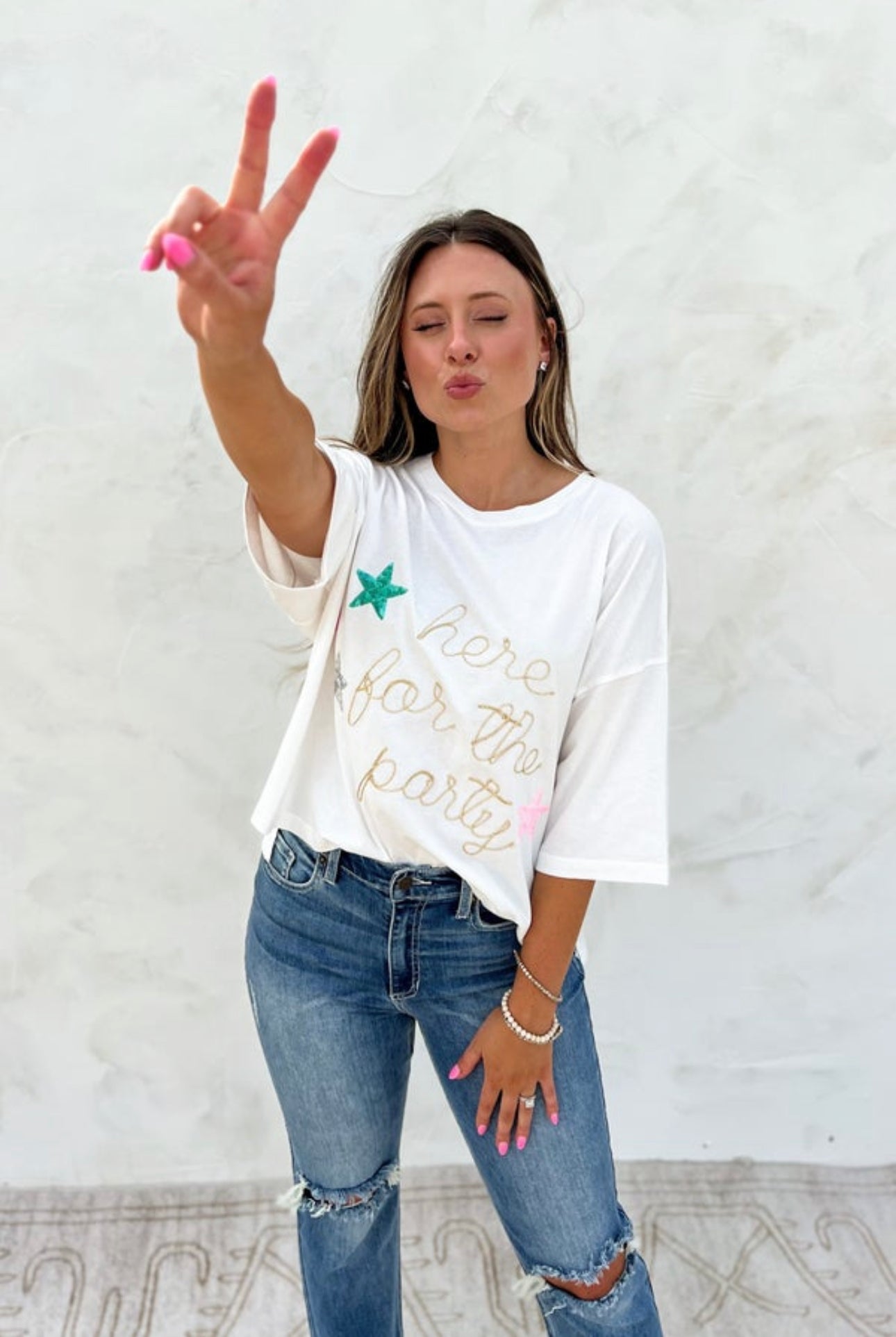 Here For The Party Sequin Star T-shirt
