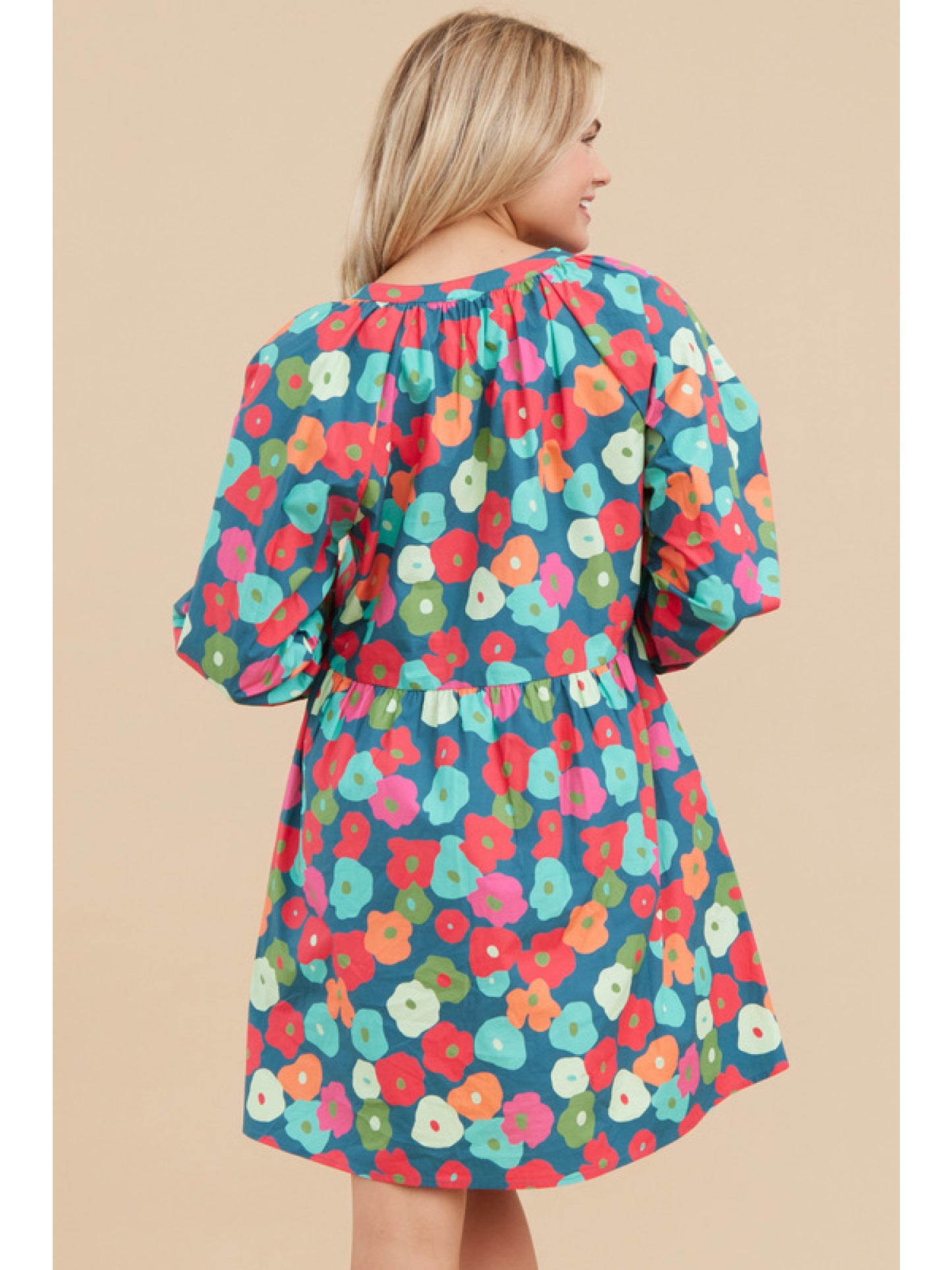 Flower print baby doll dress