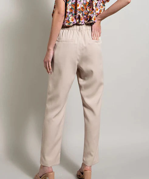 Oatmeal Banded Straight Pants