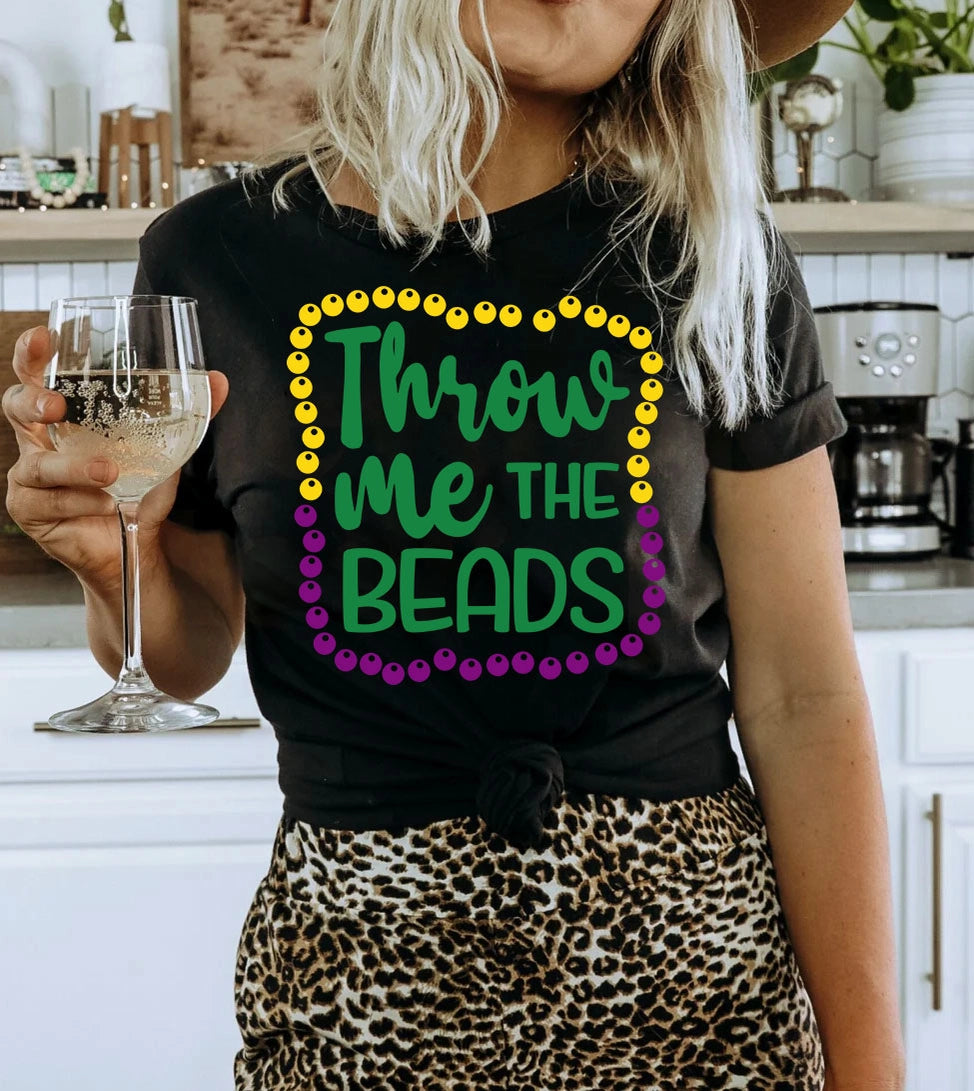 Throw Me the Beads Mardi Gras Fun Party T Shirt