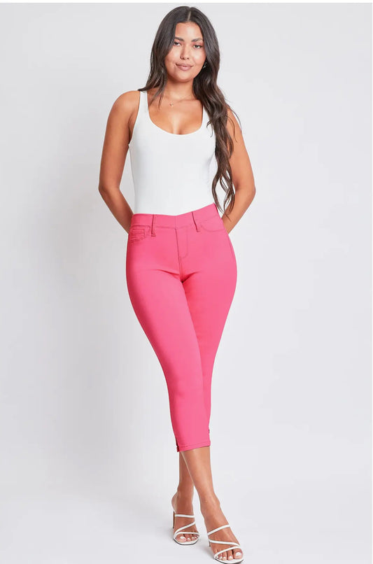 Fiery Coral Junior Hyperstretch Pull On Capri with Side Slit
