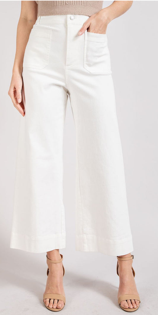Off White Soft Washed Wide Leg Pants