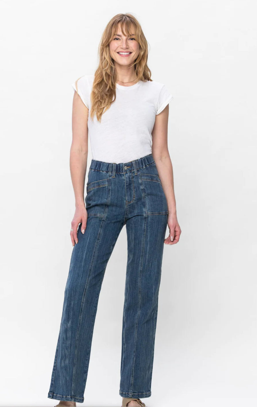 Judy Blue Elastic Waist Vintage Straight Jeans