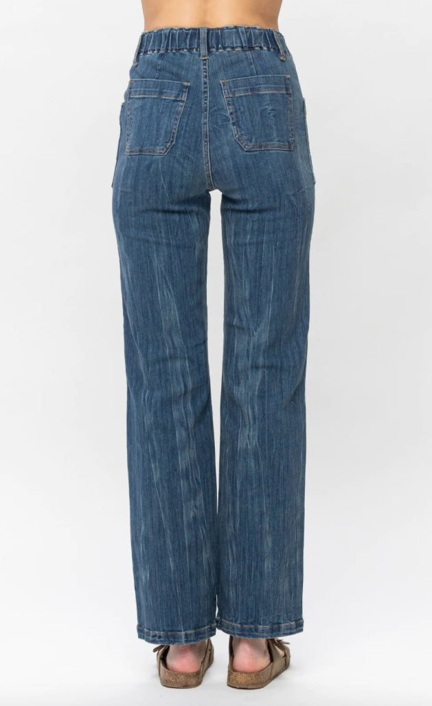 Judy Blue Elastic Waist Vintage Straight Jeans