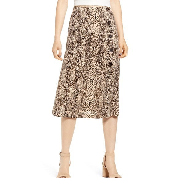 Snake Side Button MiDi Skirt